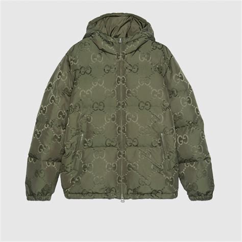 Jumbo GG canvas down jacket in green 